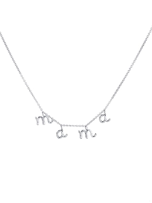 Platinum 925 Sterling Silver Letter Minimalist Necklace