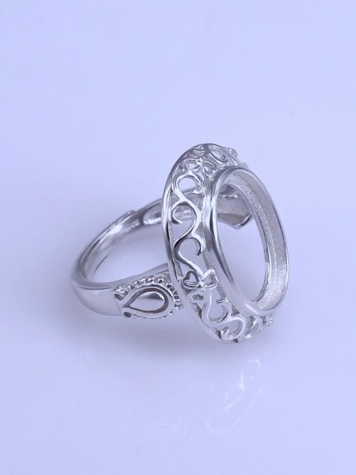 Supply 925 Sterling Silver 18K White Gold Plated Geometric Ring Setting Stone size: 11*16mm 2