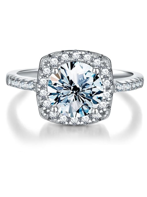 0.5 ct (white Mosan diamond) 925 Sterling Silver Moissanite Square Dainty Band Ring