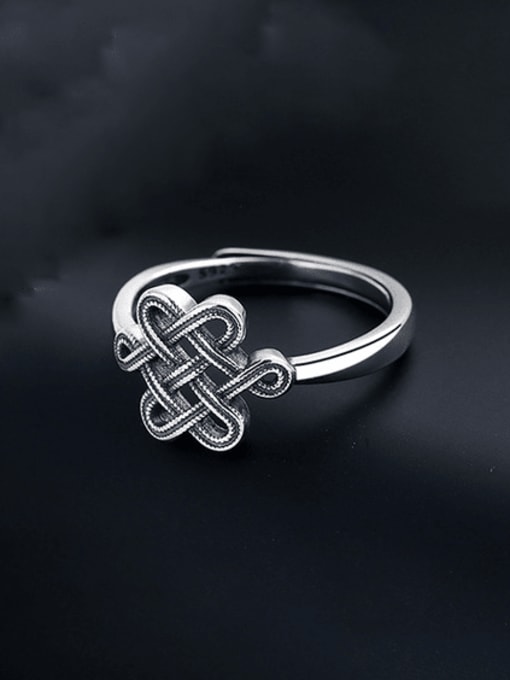 TAIS 925 Sterling Silver Geometric Vintage Chinese Knot Ring 3