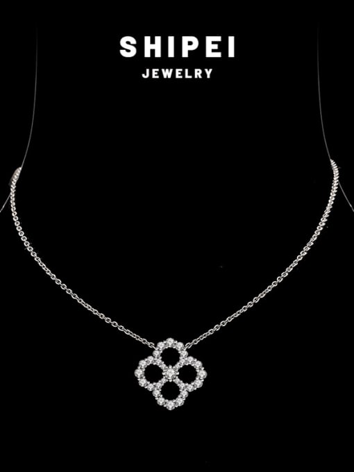 A&T Jewelry 925 Sterling Silver Cubic Zirconia Flower Luxury Necklace 1