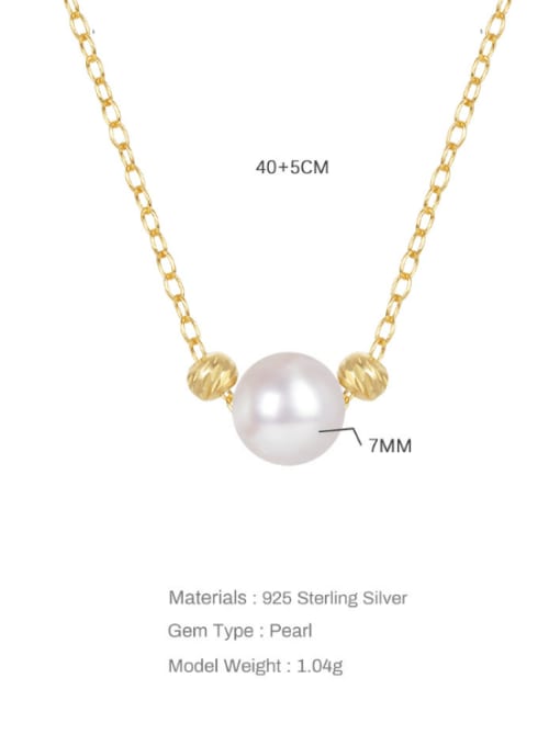 YUANFAN 925 Sterling Silver Imitation Pearl Geometric Minimalist Bead Pendant Necklace 1