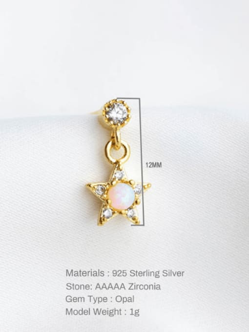 YUANFAN 925 Sterling Silver Opal Moon Cute Single Earring(Single-Only One) 3