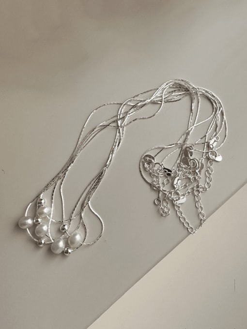 ARTTI 925 Sterling Silver Freshwater Pearl Irregular Minimalist Necklace 0
