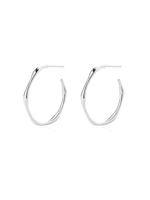 E1724 Platinum 925 Sterling Silver Geometric Minimalist Stud Earring