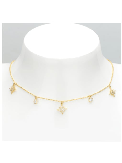 Jewel-Silver 925 Sterling Silver Cubic Zirconia Star Dainty Necklace 1