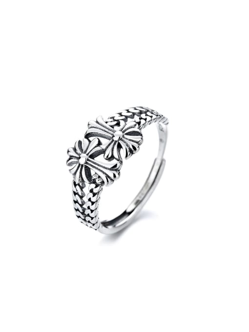 TAIS 925 Sterling Silver Cross Vintage Band Ring 0