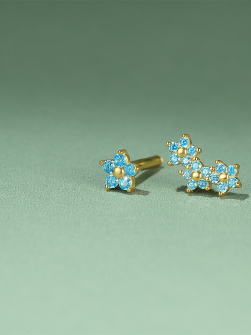 Single Gold 1 925 Sterling Silver Cubic Zirconia Geometric Dainty Stud Earring