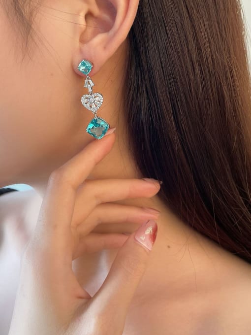 A&T Jewelry 925 Sterling Silver High Carbon Diamond Heart Luxury Earring 1