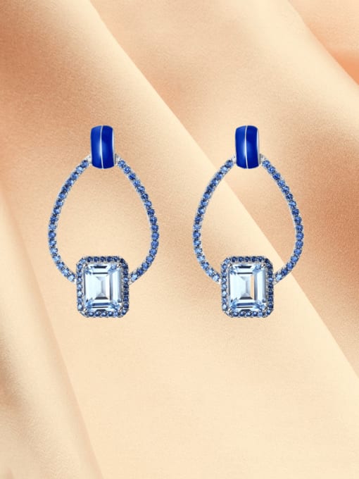 ZXI-SILVER JEWELRY 925 Sterling Silver Natural Color Treasure Topaz Geometric Dainty Drop Earring 2