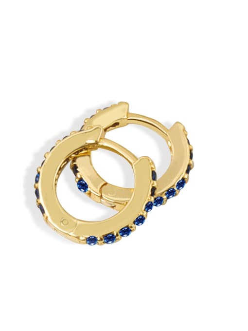 Blue diamond (18k gold) 925 Sterling Silver Cubic Zirconia Geometric Minimalist Huggie Earring