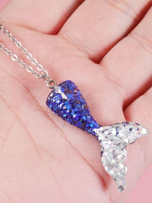 MEN PO Stainless steel Resin  Cute Wind Fish Tail Pendant Necklace 1