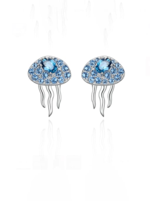 London lantopa Stone Earrings 925 Sterling Silver Swiss Blue Topaz Irregular Artisan Stud Earring