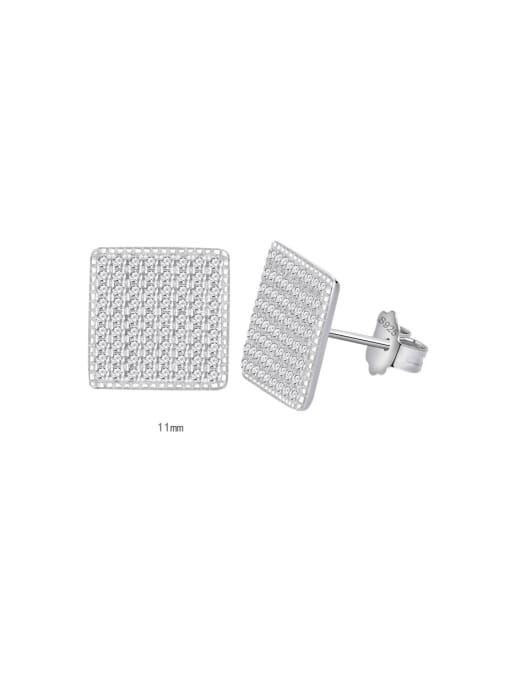 A&T Jewelry 925 Sterling Silver Cubic Zirconia Square Dainty Stud Earring 0