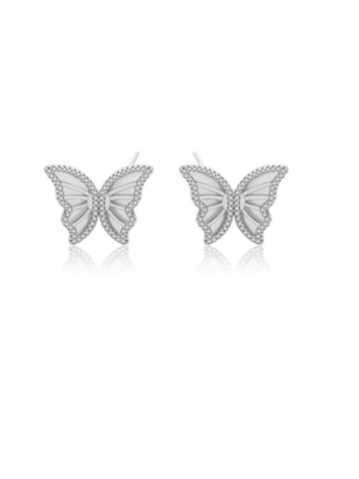 YUANFAN 925 Sterling Silver Shell Butterfly Dainty Stud Earring 4