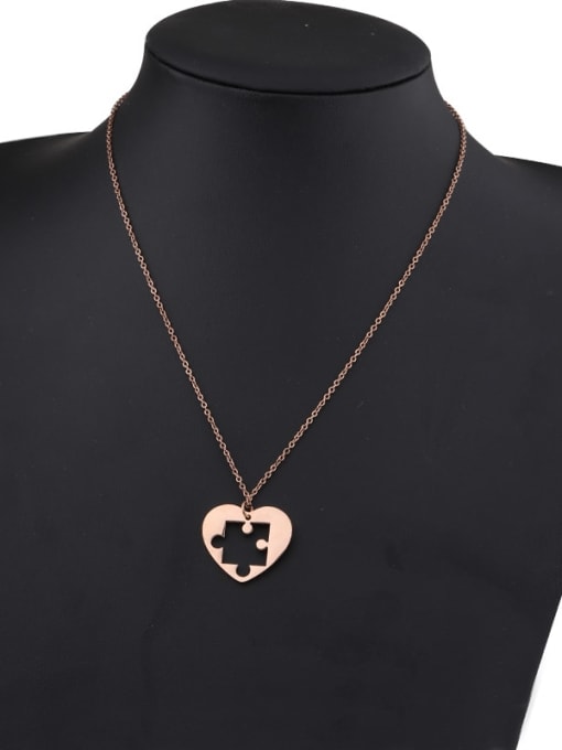 Rose gold love Stainless steel Heart puzzle Trend Necklace