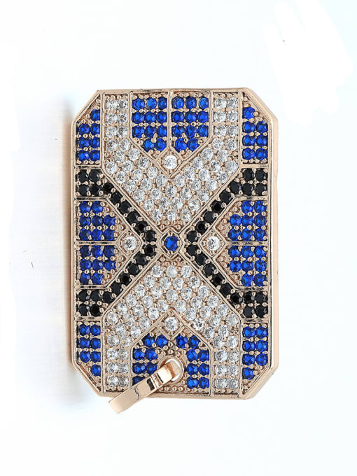 Rose Gold Copper Rectangular Micro Set Fancy Color Diamond Pendant