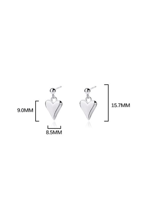 YUANFAN 925 Sterling Silver Heart Minimalist Drop Earring 3
