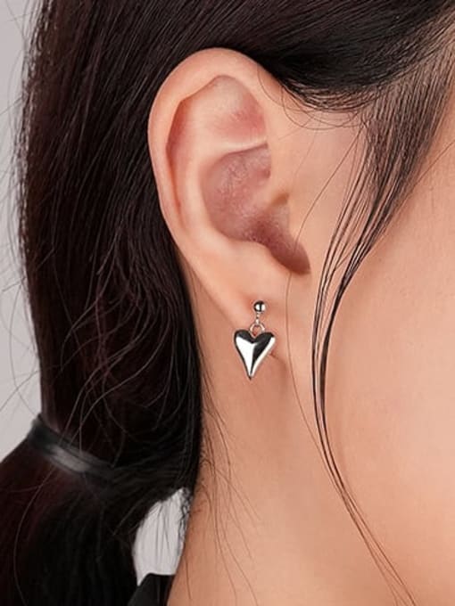 YUANFAN 925 Sterling Silver Heart Minimalist Drop Earring 1