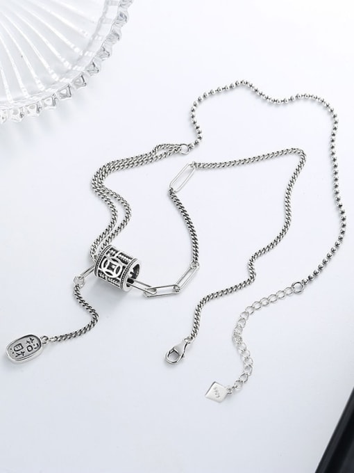 TAIS 925 Sterling Silver Geometric Vintage Tassel Necklace 2