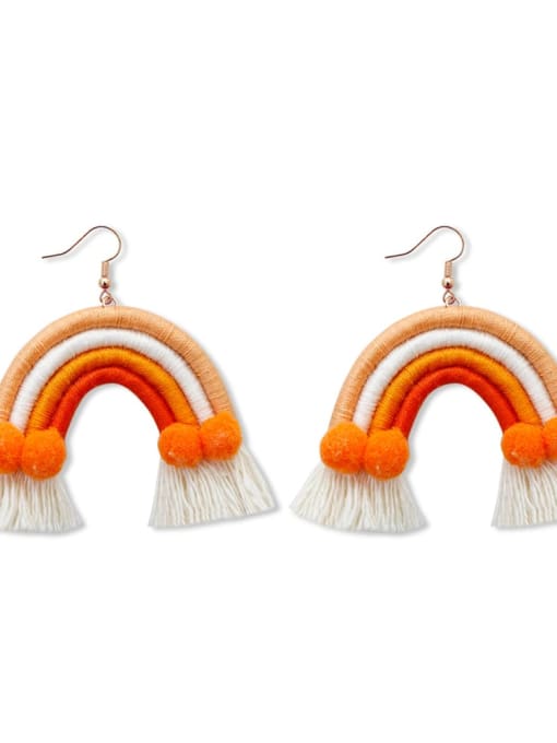 Orange e68829 Zinc Alloy Weave Bohemia Chandelier Earring