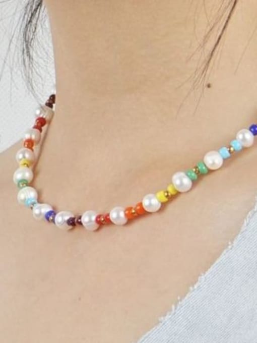 A Freshwater Pearl Multi Color Bohemia Handmade Beading Necklace