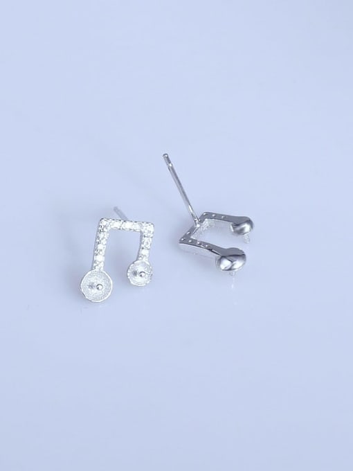Supply 925 Sterling Silver 18K White Gold Plated Geometric Earring Setting Stone diameter: 4-6mm 1