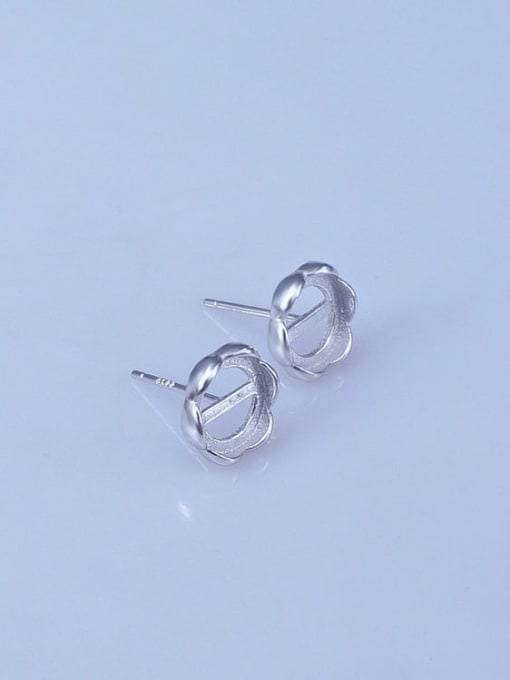 Supply 925 Sterling Silver 18K White Gold Plated Round Earring Setting Stone size: 8*8mm 1