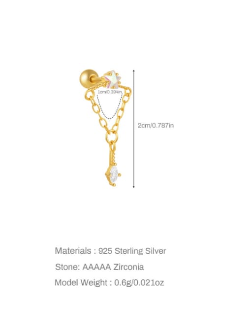 Single Gold 13 925 Sterling Silver Cubic Zirconia Bowknot Dainty Single Earring