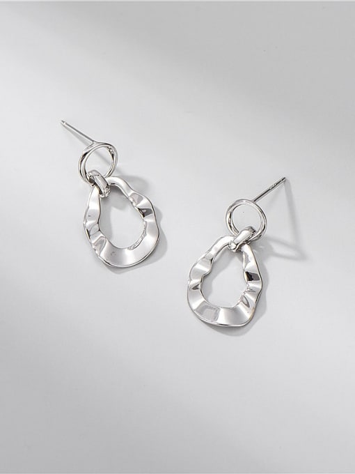 Oval wave Earrings 925 Sterling Silver Geometric Minimalist Drop Earring