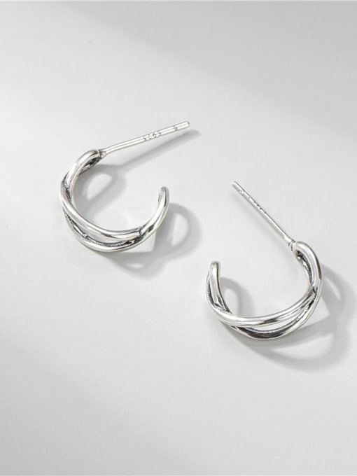 C-shaped Earrings 925 Sterling Silver Geometric Vintage Stud Earring