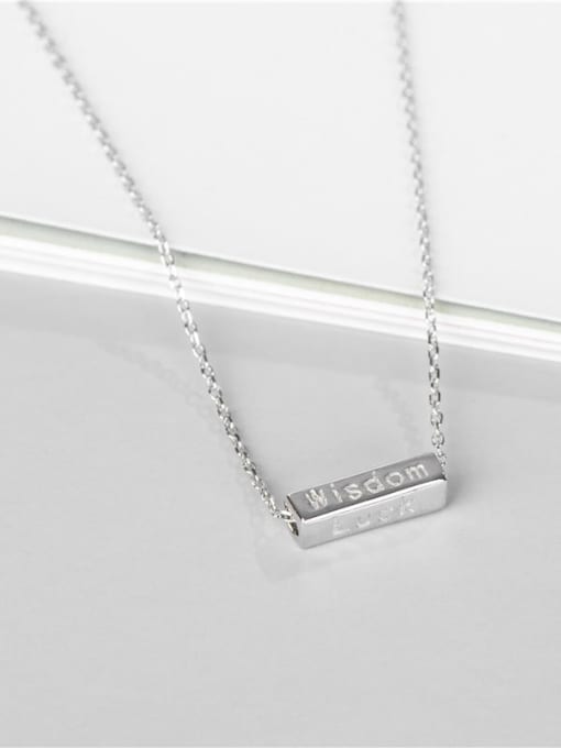 Square English Necklace 925 Sterling Silver Geometric Minimalist Necklace