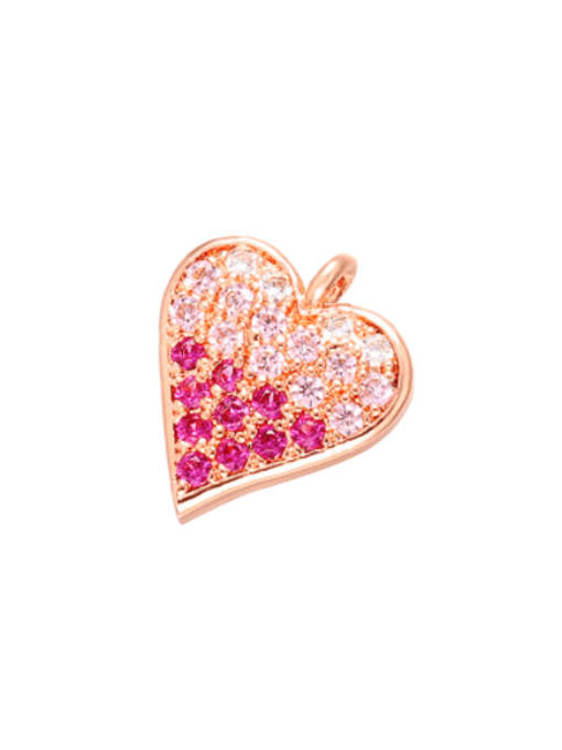 Rose Gold Brass Cubic Zirconia Micro Inlay Heart Pendant