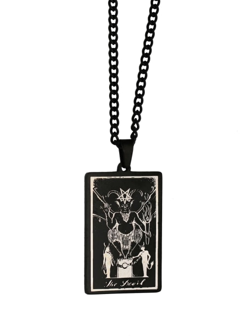 black The Devil's Tarot hip hop stainless steel titanium steel necklace