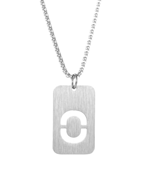 Letter O Pearl Chain Titanium Steel Letter Minimalist Long Strand Necklace