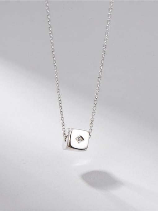 necklace 925 Sterling Silver Rhinestone Square Minimalist Necklace