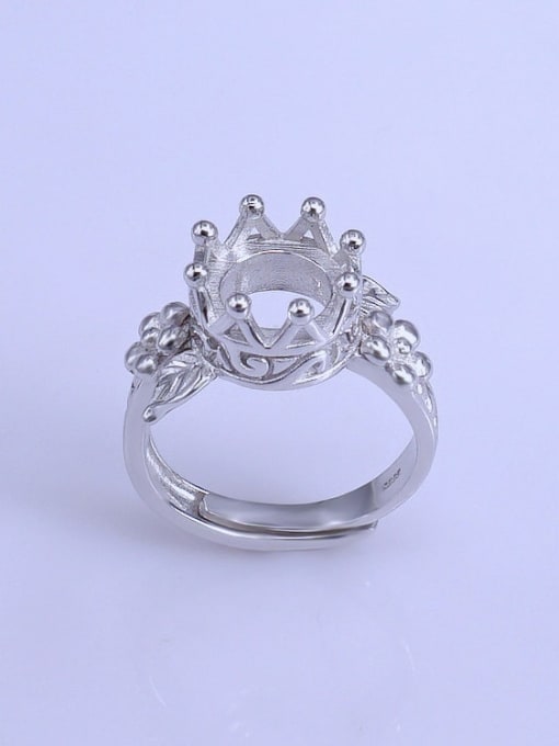 Supply 925 Sterling Silver 18K White Gold Plated Crown Ring Setting Stone size: 9*9mm 0