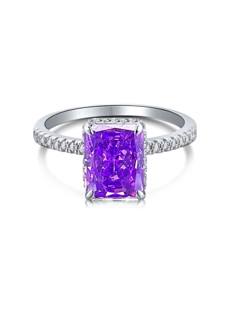 White gold purple diamond DY120099 925 Sterling Silver Cubic Zirconia Geometric Luxury Band Ring