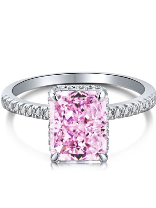 Platinum pink diamond DY120099 925 Sterling Silver Cubic Zirconia Geometric Luxury Band Ring