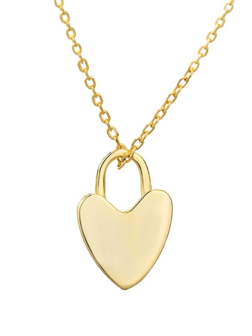 18K Gold color 925 Sterling Silver Heart Necklace