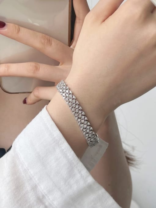 STL-Silver Jewelry 925 Sterling Silver Cubic Zirconia Geometric Luxury Bracelet 1