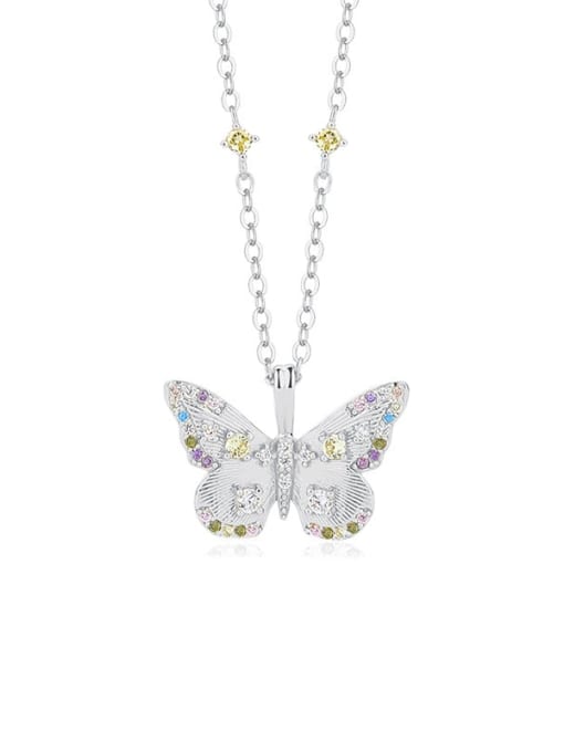 A2973 Platinum 925 Sterling Silver Butterfly Minimalist Necklace