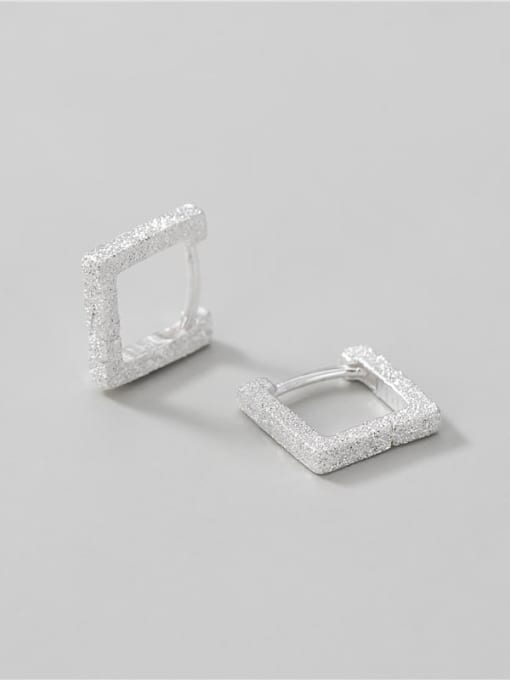square ear buckle 925 Sterling Silver Square Minimalist Huggie Earring