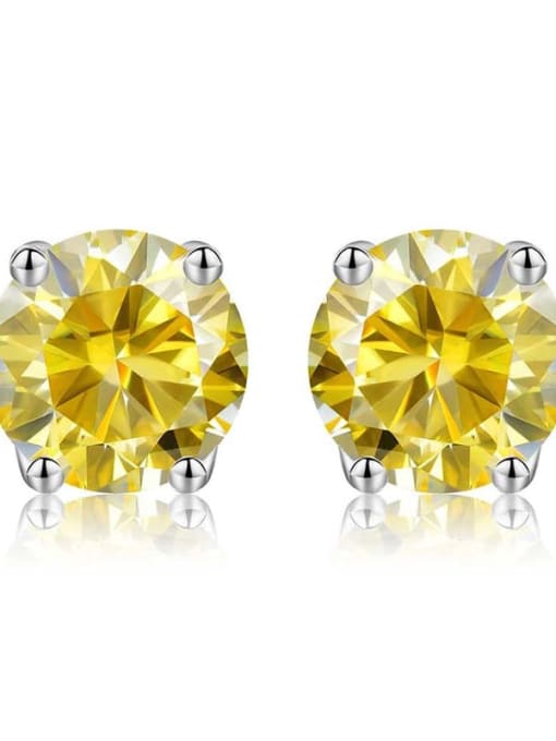 Platinum（Lemon Yellow） 925 Sterling Silver Moissanite Geometric Dainty Stud Earring