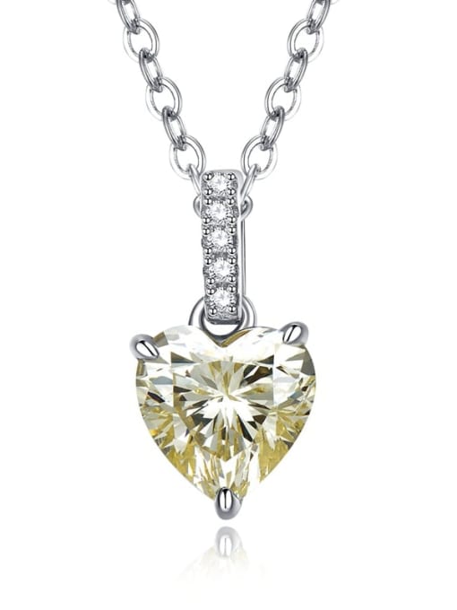 N210 yellow 925 Sterling Silver High Carbon Diamond Heart Dainty Necklace