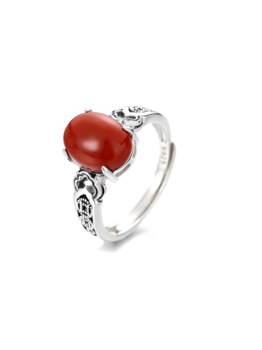859FJ polished approximately 2.7g 925 Sterling Silver Carnelian Geometric Vintage Band Ring