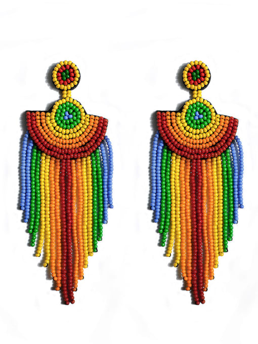 E68797 color Tila Bead Multi Color Tassel Bohemia Pure handmade Weave Earring
