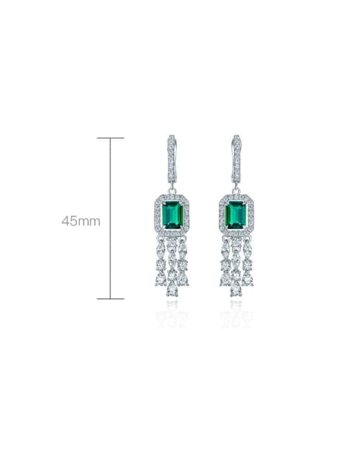 A&T Jewelry 925 Sterling Silver High Carbon Diamond Green Tassel Luxury Drop Earring 2