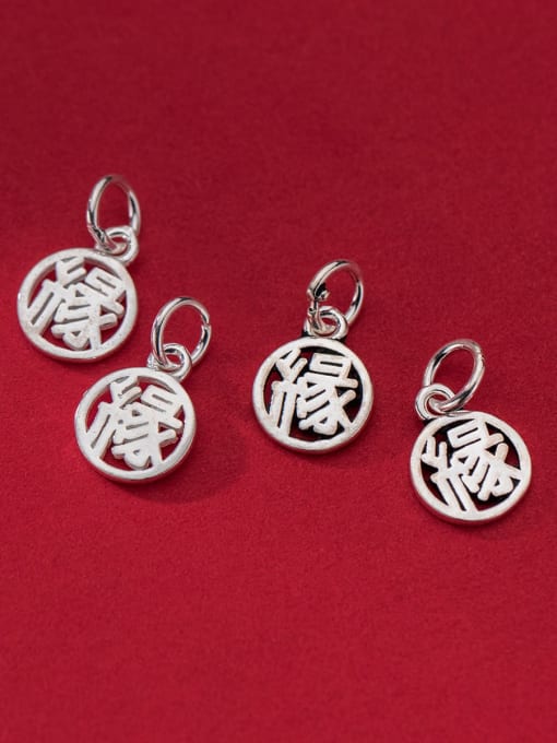 FAN S925 plain silver hollow Chinese character round hand pendant