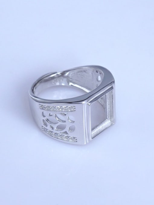 Supply 925 Sterling Silver 18K White Gold Plated Geometric Ring Setting Stone size: 9*11mm 2